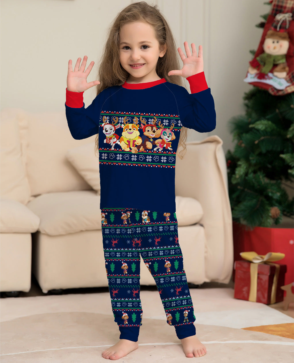 Family Puppy Christmas Parent-child Printed Home Wear Pajamas