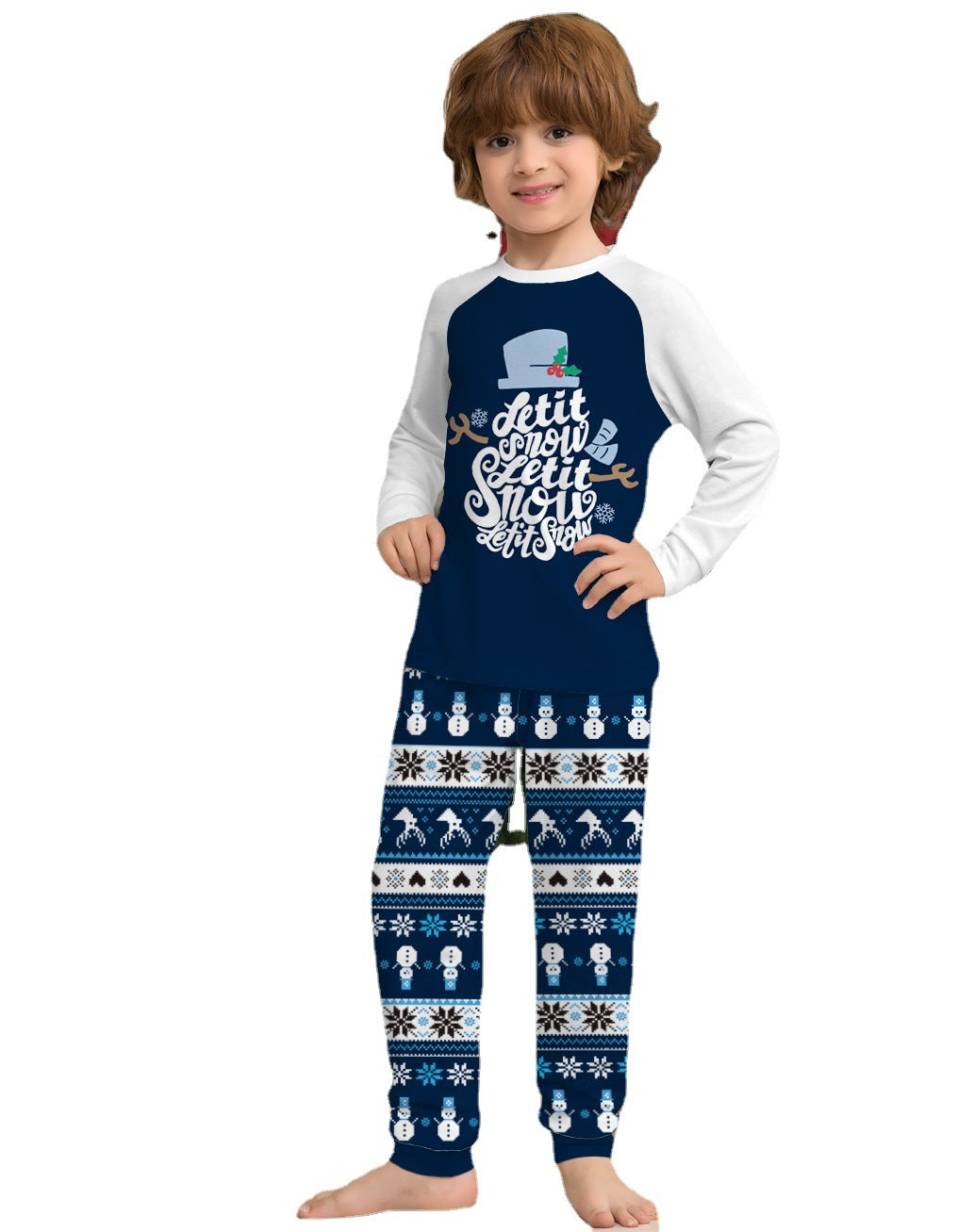 Family Matching Striped Letter Christmas Parent-child Printed Pajamas