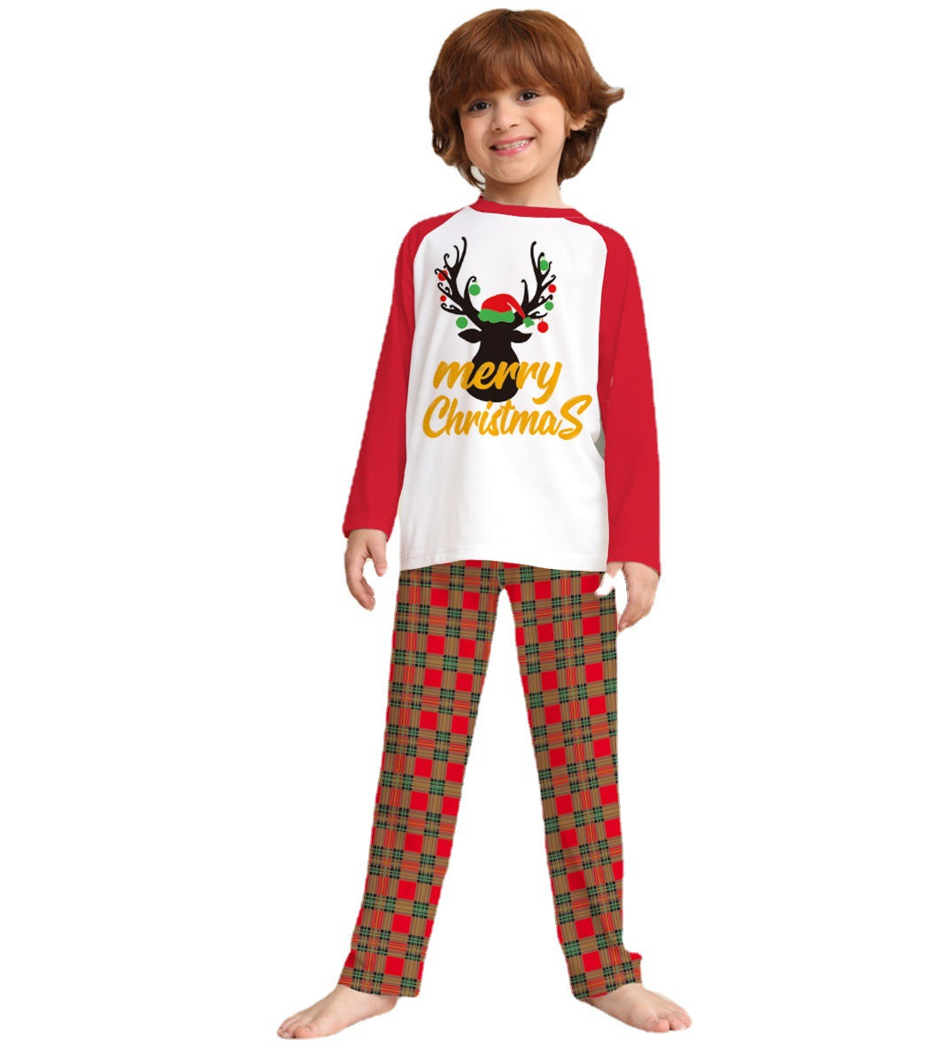 Family Deer Letter Christmas Parent-child Print Home Pajamas