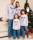 Family Plaid Cartoon Fawn Christmas Parent-child Pajamas