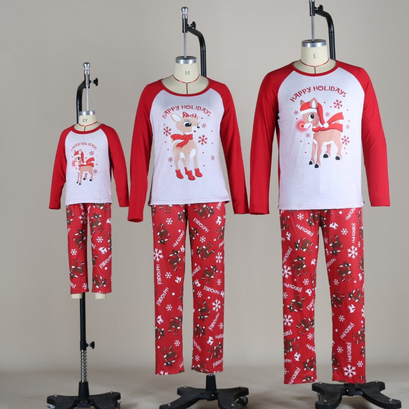 Family Christmas Parent-child Deer Print Pajamas