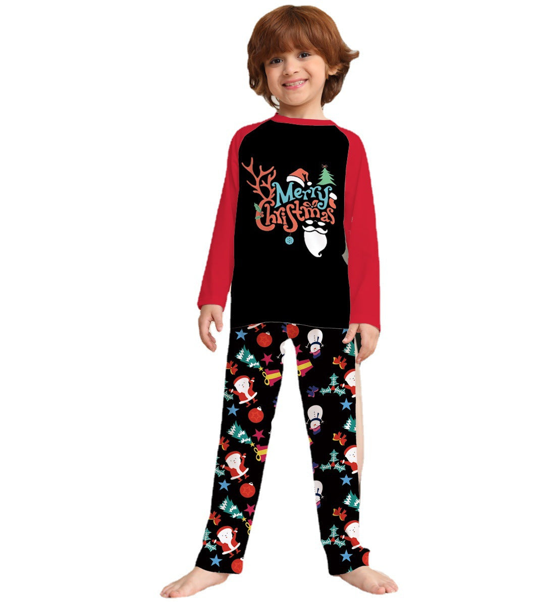 Family Christmas Parent-child Cartoon Printed Holiday Pajamas