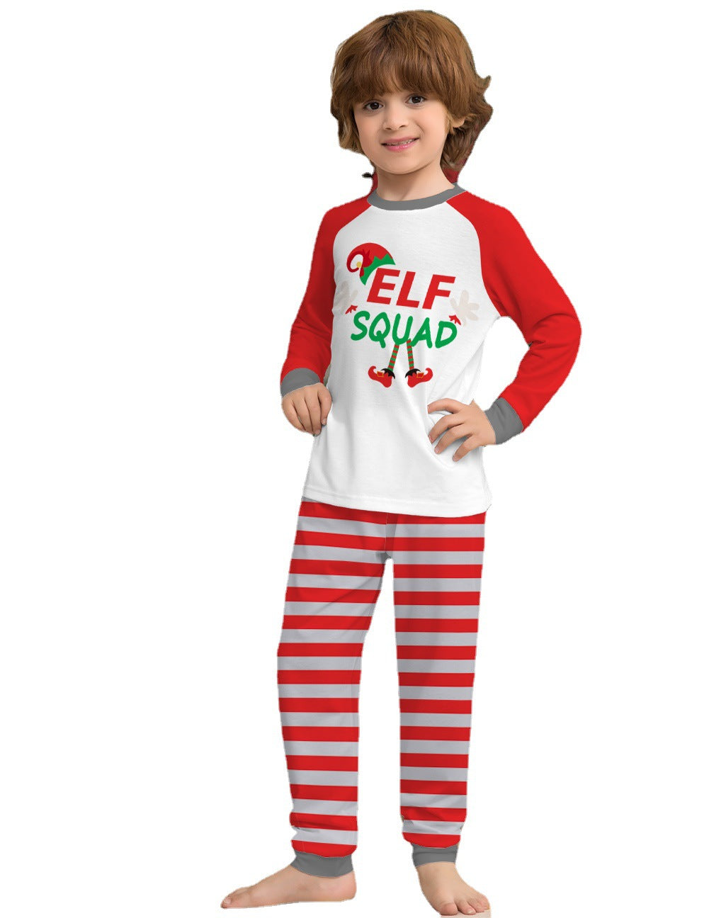 Family Striped Letters Christmas Parent-child Printed Home Pajamas Set