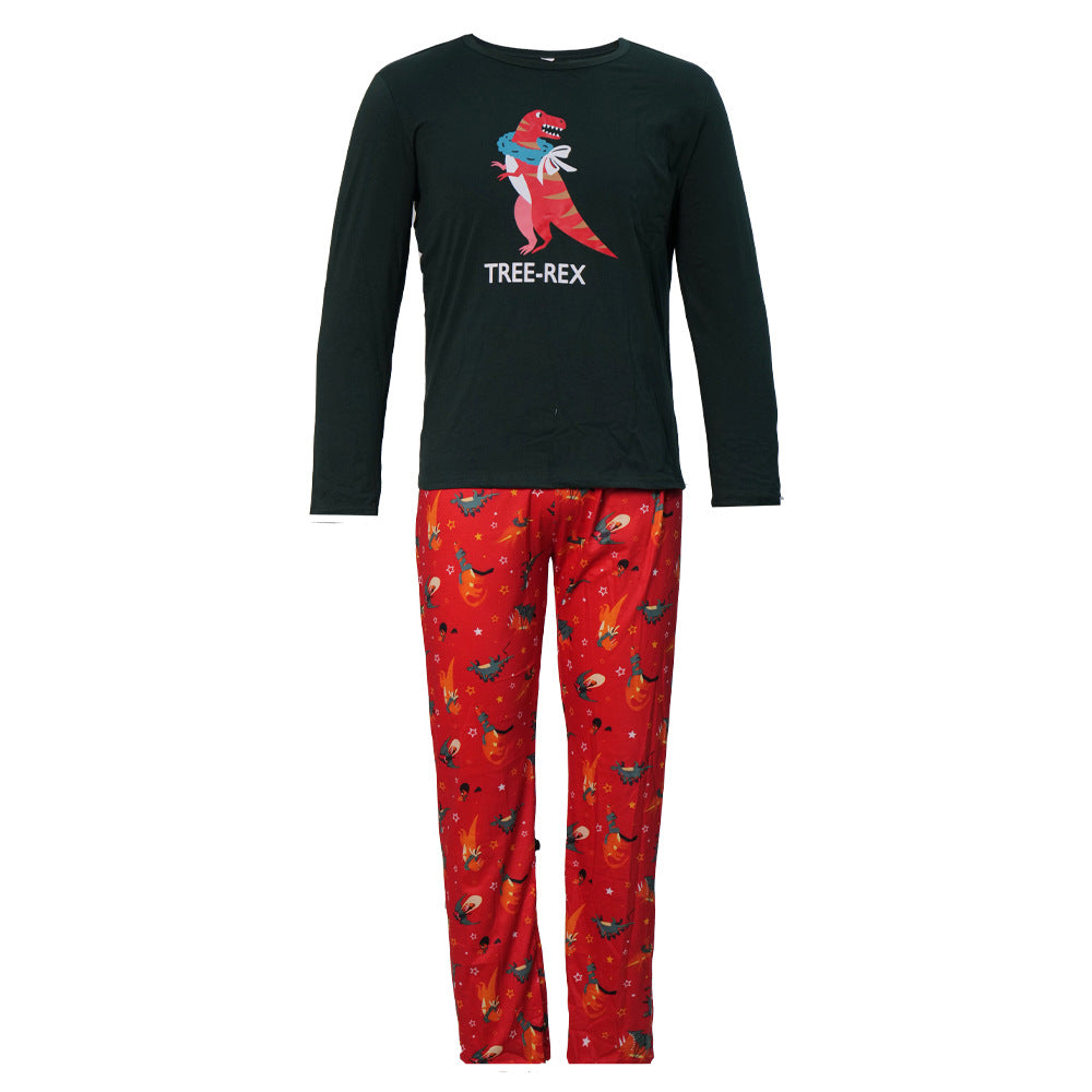 Family Parent-child Autumn Dinosaur Print Christmas Pajamas