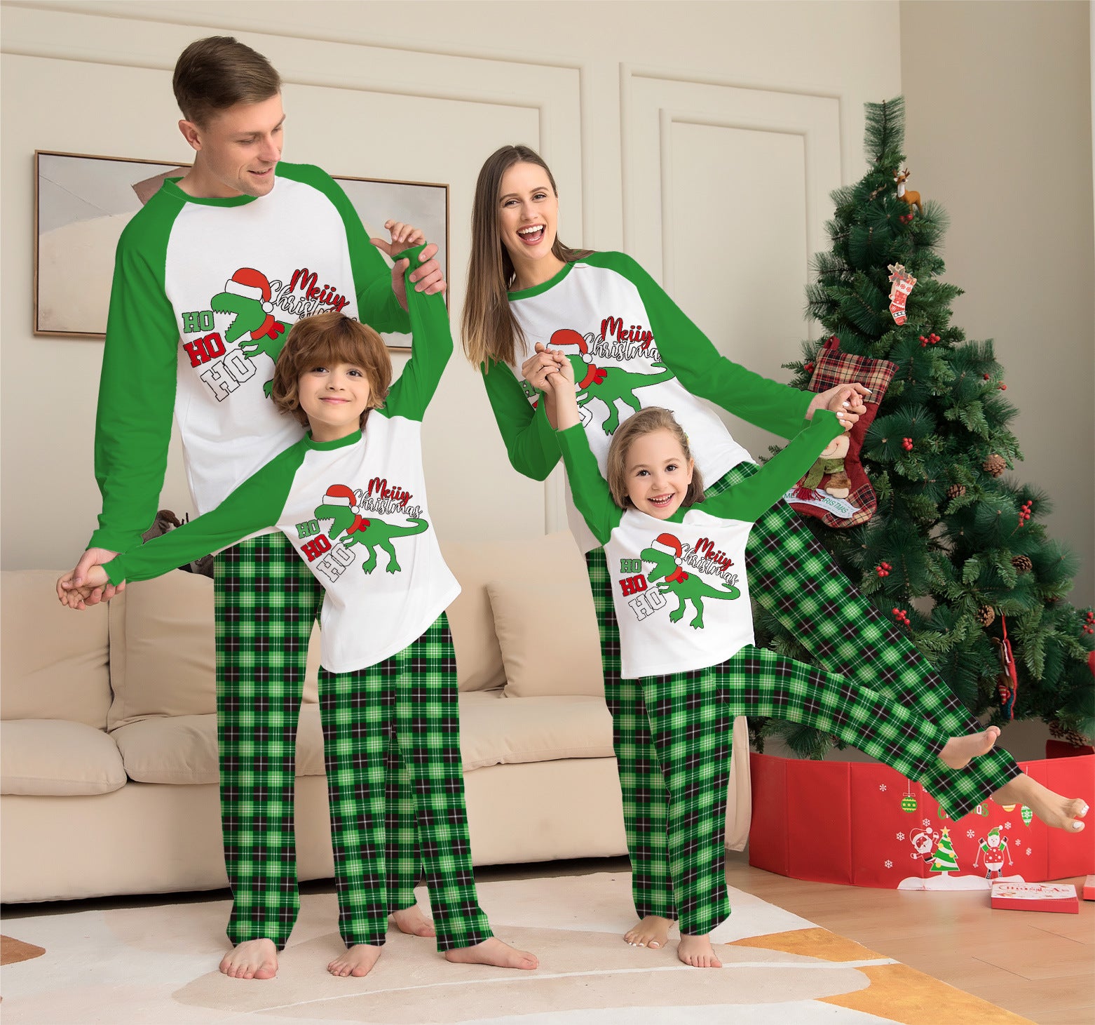 Family Cartoon Cute Print Christmas Parent-child Festival Home Pajamas