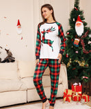 Family Christmas Plaid Fawn Print Crewneck Pajamas