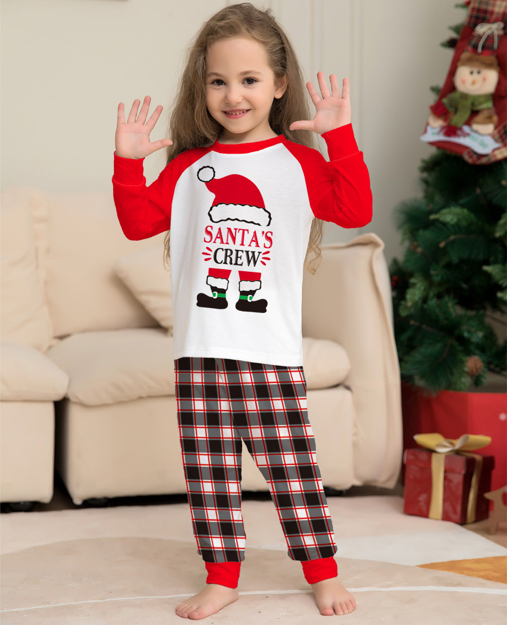 Family Alphabet Plaid Christmas Print Loungewear Pajamas