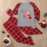 Family Deer Letter Checker Printed Christmas Pajamas