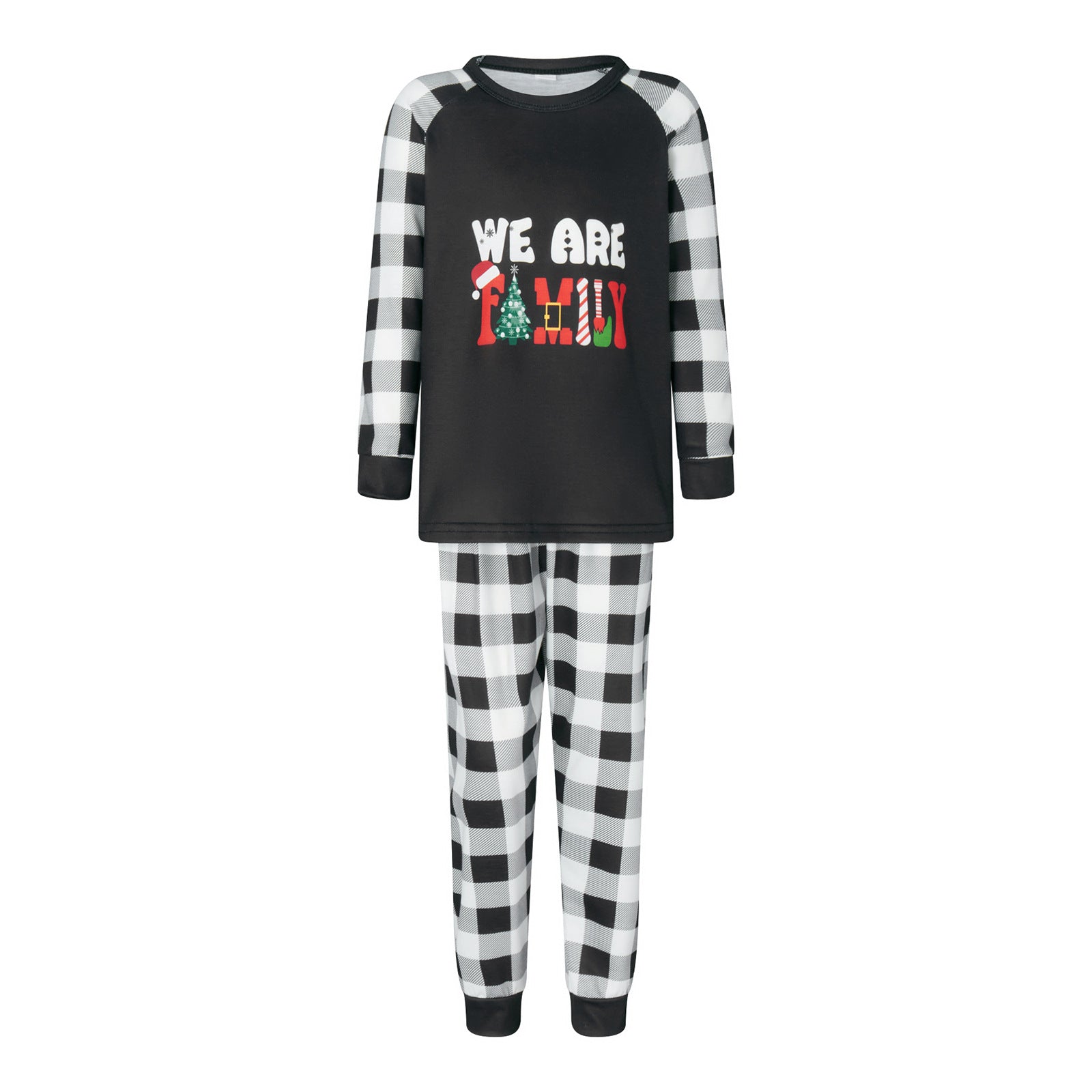 Family Parent-child Christmas Checker Print Home Pajamas