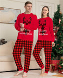 Family Matching Alphabet Checkered Deer Christmas Parent-child Pajamas