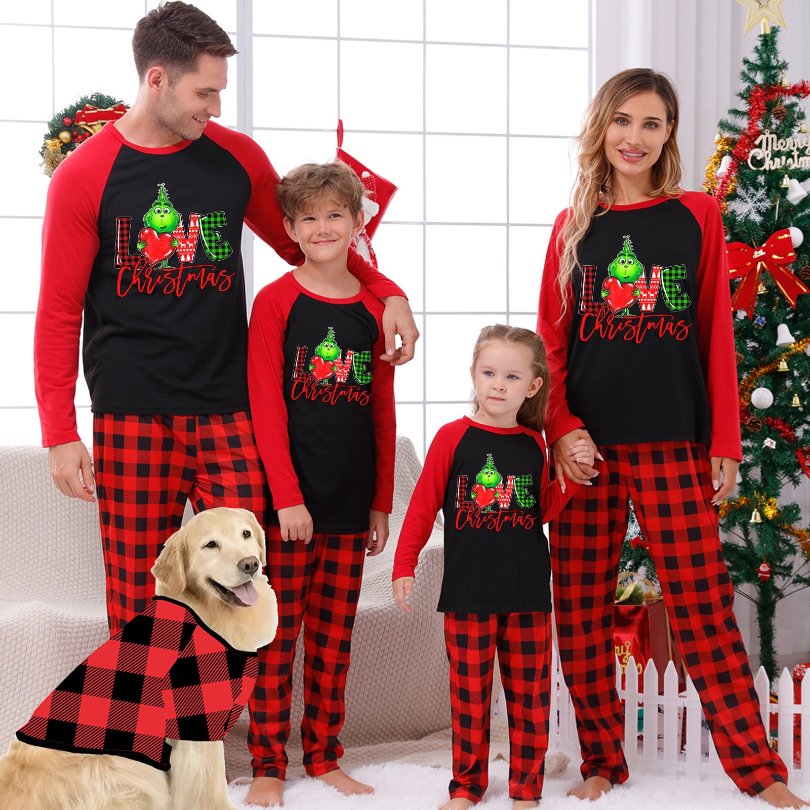 Family Parent-child Home Christmas Plaid Stitching Pajamas