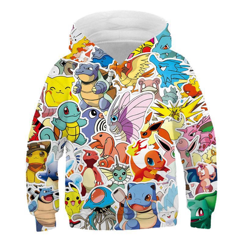 Kid Boy Girl Pokémon Pikachu 3D Print Pullover Cartoon Anime Hoodie