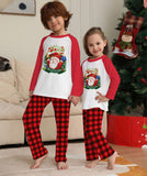 Family Christmas Parent Child Cartoon Plaid Print Long Sleeve Pajamas