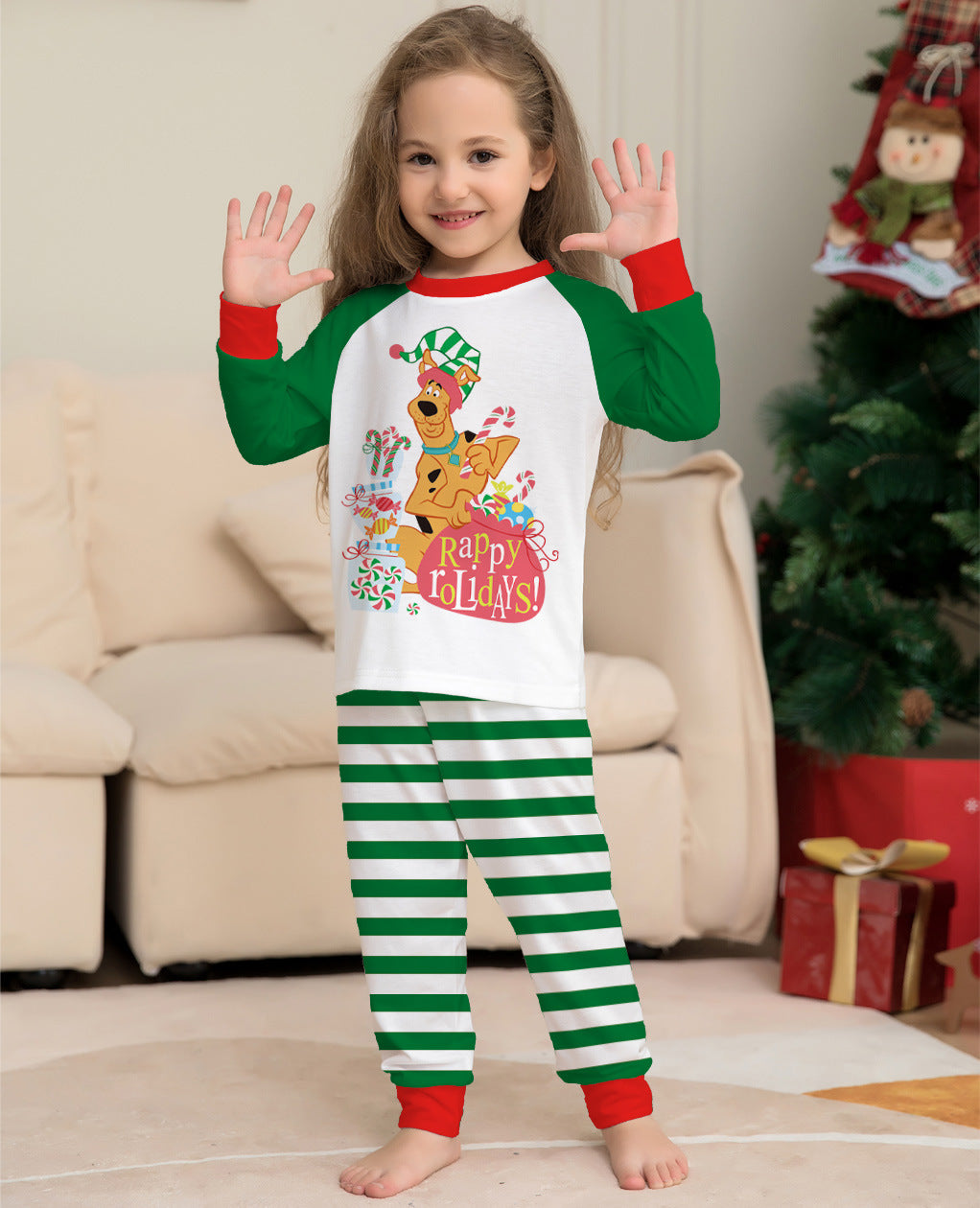 Family Puppy Letters Christmas Parent-child Printed Home Pajamas Set