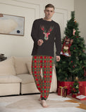 Family Fawn Letter Plaid Christmas Parent-child Printed Loungewear Pajamas
