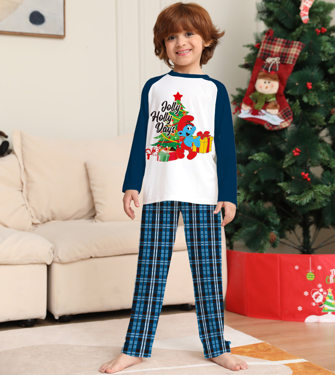Family Christmas Tree Letter Parent-child Print Home Pajamas
