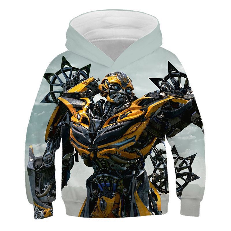 Kids Boy Transformers Bumblebee Printed Casual Hoodie