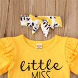 Baby Girl Letter Print Short Sleeve Sets 3 Pcs