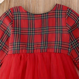 Kid Baby Girl Costumes Red Plaid Dress Long Sleeve Party Dress