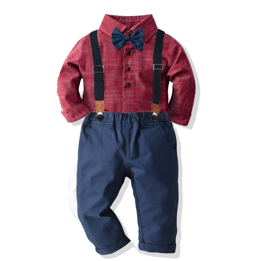 Kids Baby Boys Casual Suit Set Long-Sleeved 3 Pcs