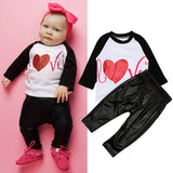 Baby Girl Valentine's Day Long Sleeve Heart-shaped 2 Pcs Sets