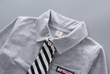 Kid Baby Boys Long Sleeves Autumn Spring Bow Tie Casual Set 2 Pcs