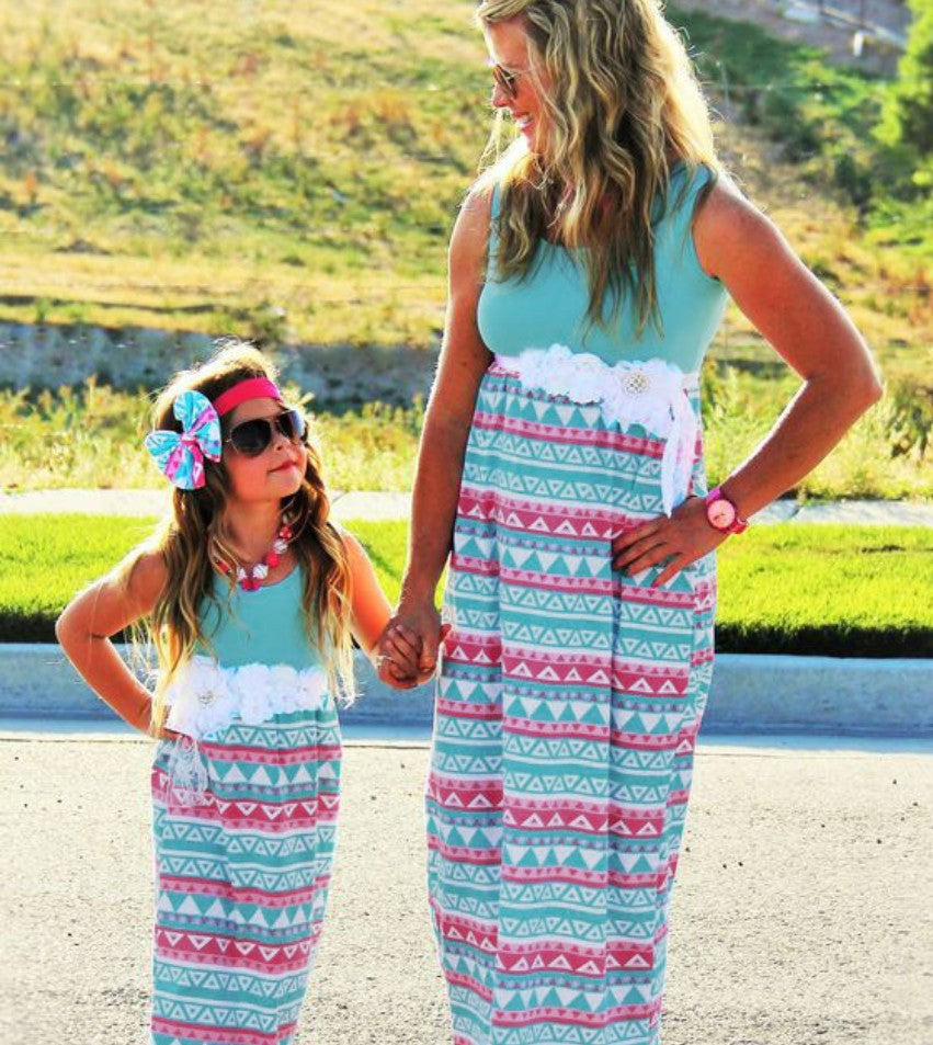 Family Matching Printed  Printed Knitted Dress