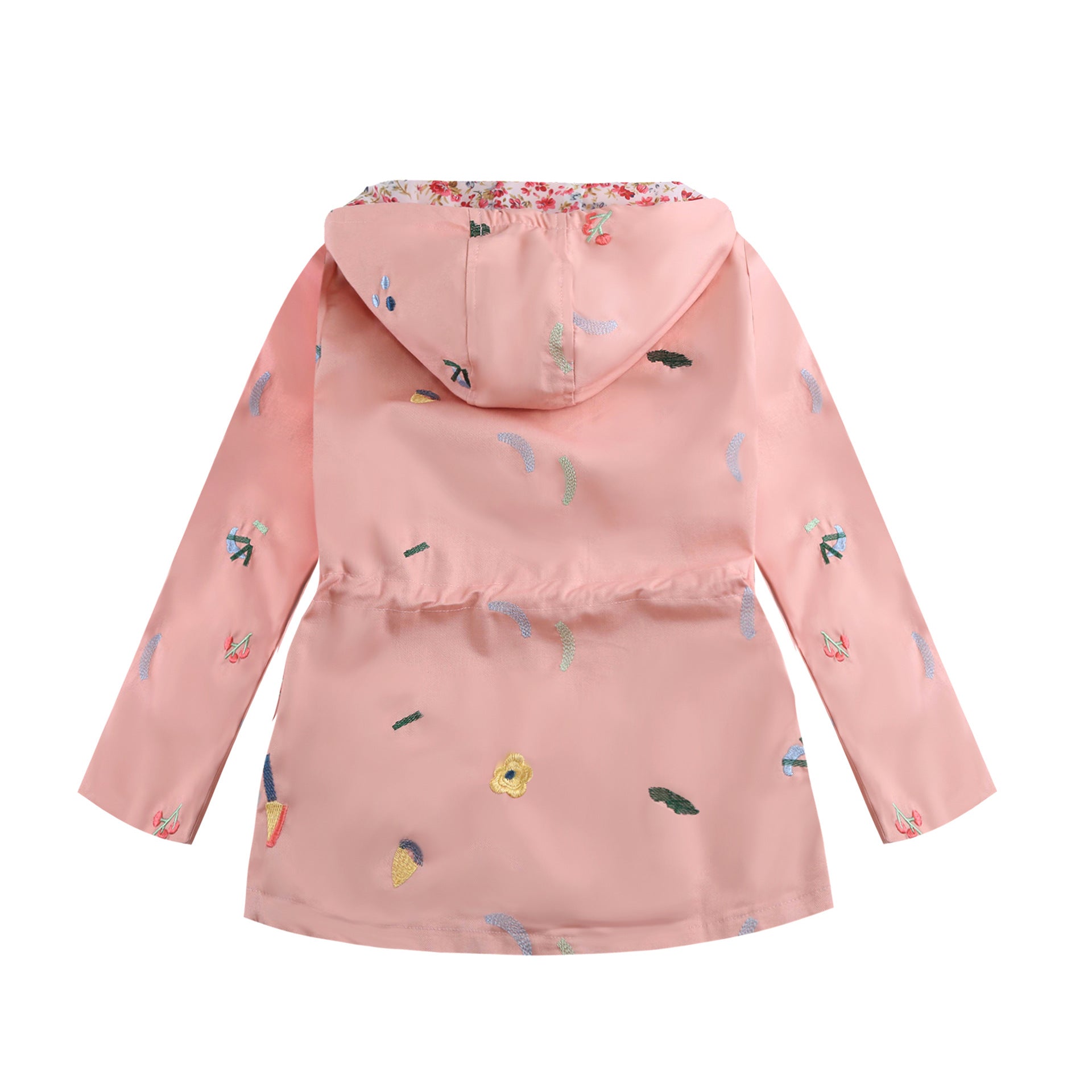 Kid Baby Girls Zipper Embroidered Hooded Jacket  Casual Coats