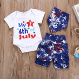 Baby Boys Short Sleeve Sets Letters Print Shorts independence Day 3 Pcs