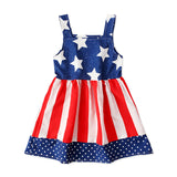 Kids Girl July 4th Independence Day Star Print A-line Vest Holiday Party Dress