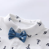 Baby Boy Fashion Gentleman Bow White Printed Shorts Sets