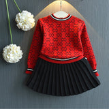 Kid Baby Girl Versatile Sweater Top Wrinkled 2 Pcs Set