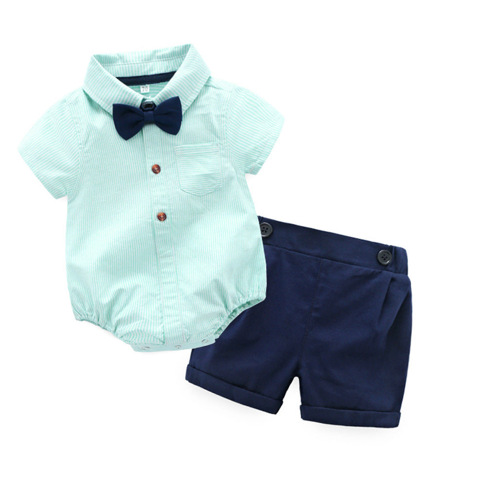 Baby Boy Gentleman Striped Summer Bodysuit Set
