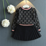 Kid Baby Girl Versatile Sweater Top Wrinkled 2 Pcs Set