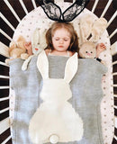 Children Air Conditioning Blanket Knitting Cute Rabbit Wool Quilt