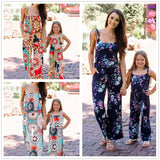 Family Matching Maxi Printed Suspenders Jumpsuit Parent-child Suit Dress