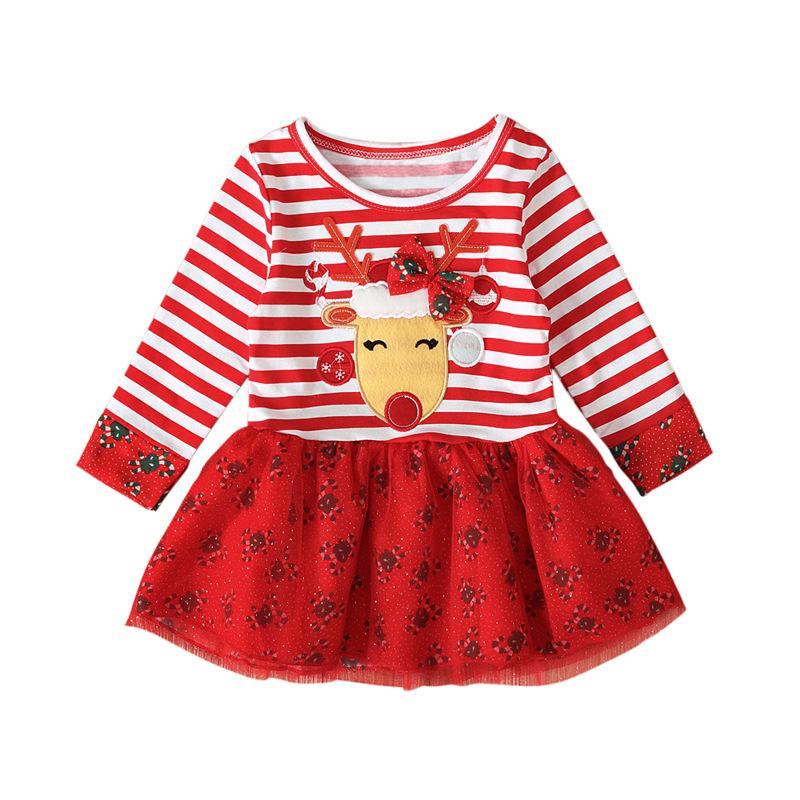 Kid Baby Girl Striped Fashion Christmas Dresses