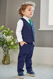 White Woven Kid Baby Boy Formal Gentleman 3 Pcs Set Suits