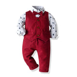 Kid Baby Boy Set Autumn Printed Long Sleeve 2 Pcs Formal Suits