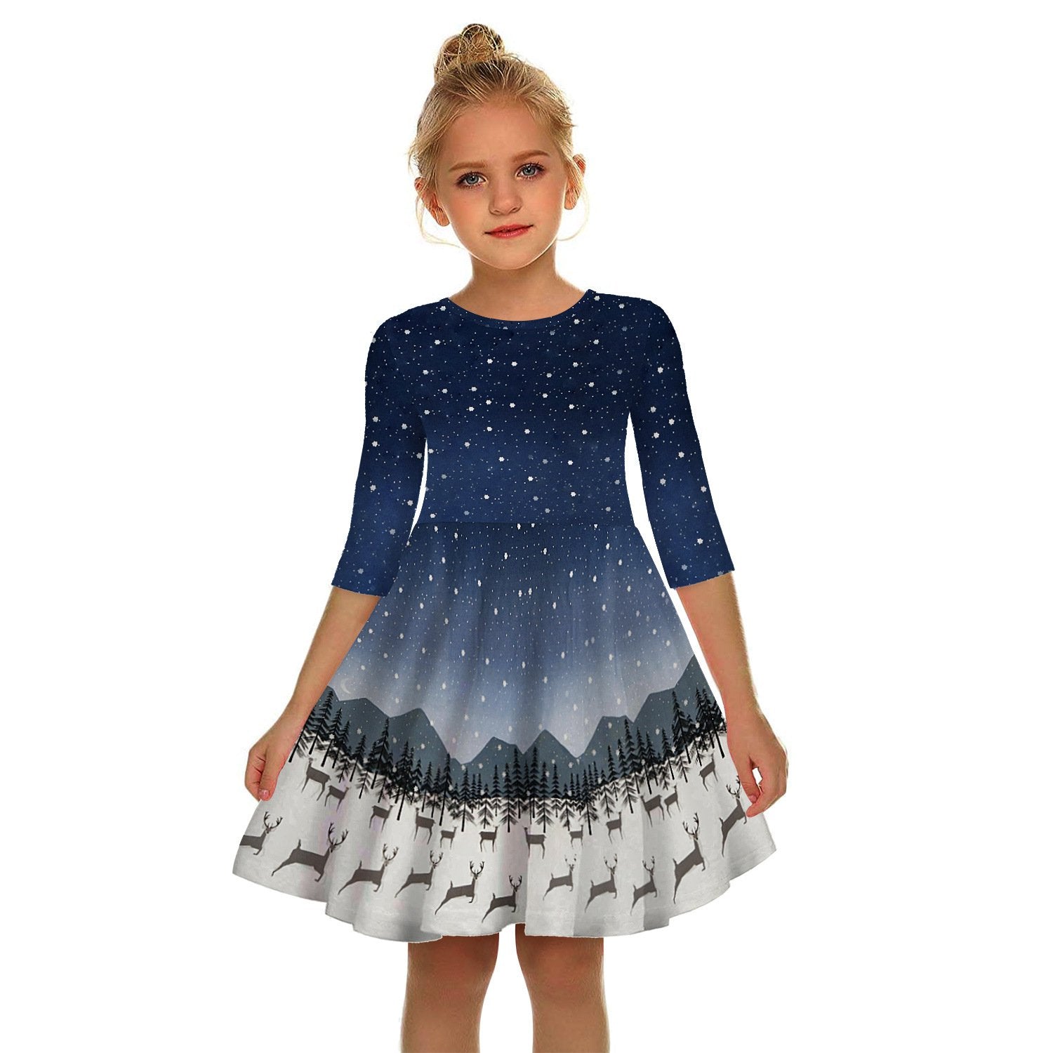 Kid Baby Girl Christmas Digital Printing Dresses