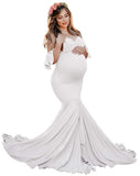 Pregnant Maternity Gown Photo Shoot Ruffles Cross V-Neck Dresses