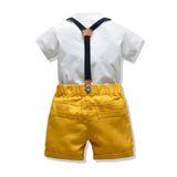 Kid Baby Boy Shorts Sleeve Tops+Overalls 2 Pcs Set