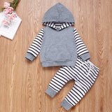 Baby Boys Girls Solid Color Striped 2pcs/Set