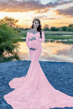 Maternity Photography Props Gown Off Shoulder Sexy Maxi Dresses