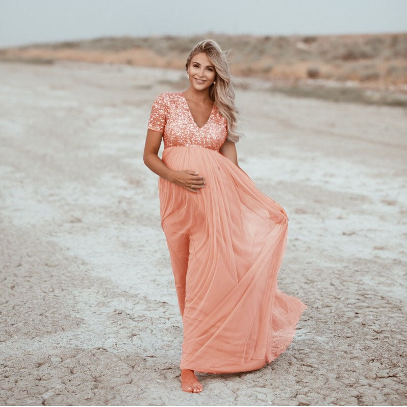 Maternity Gown Leisure Photo Shoot Elegant Pregnancy Dress