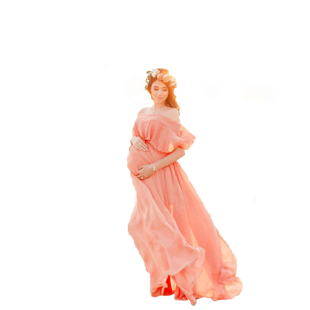 Maternity Photography Props Long Ruffles Pregnancy Dresses