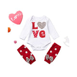 Baby Girl Valentine's Day Print Letter Long Sleeve Dot Set 2 Pcs Sets