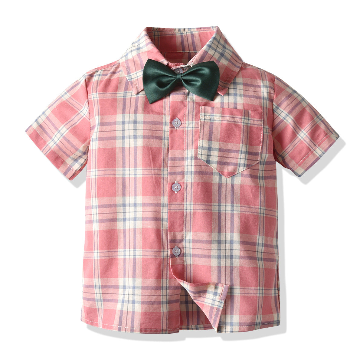 Kid Baby Boy Shorts Bow Plaid Shirt Fashion Sets