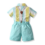 Kids Baby Boy Gentleman Short Sleeve Solid Sets 2 Pcs