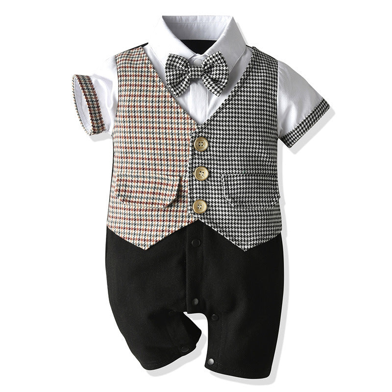 Baby Boy Fake Vest Gentleman Romper Sets